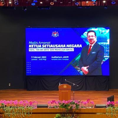 11 FEBRUARI 2022 - MENGHADIRI MAJLIS AMANAT KETUA SETIAUSAHA NEGARA, YBHG. TAN SRI DATO' SERI MOHD ZUKI BIN ALI BERTEMPAT DI AUDITORIUM JAKIM KOMPLEKS ISLAM PUTRAJAYA