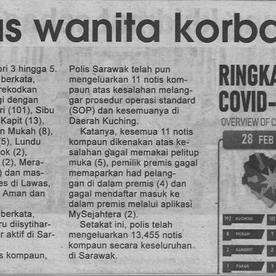 1.3.2022 Utusan Sarawak Pg.4 Warga Emas Wanita Korban Covid 19