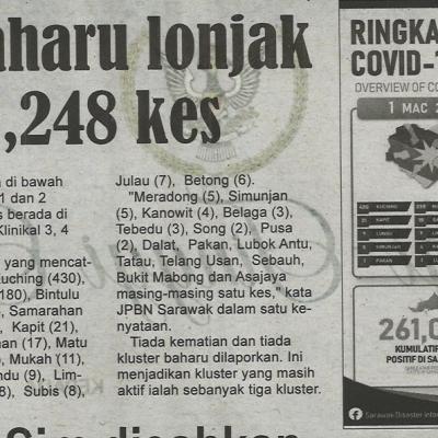 2.3.2022 Utusan Sarawak Pg.4 Jangkitan Baharu Lonjak Kepada 1248 Kes