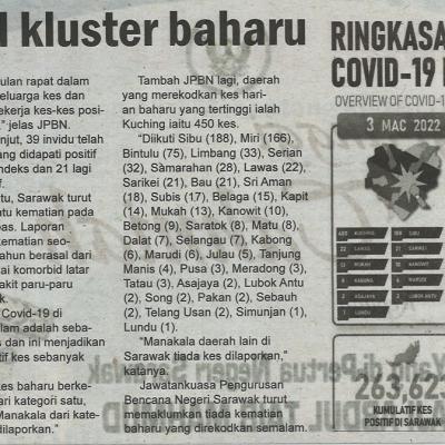 4.3.2022 Utusan Sarawak Pg.4 Sarawak Rekod Kluster Baharu