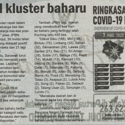 4.3.2022 Utusan Sarawak Pg.4 Sarawak Rekod Kluster Baharu