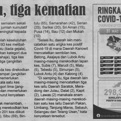 1.4.2022 Utusan Sarawak Pg.4 639 Kes Baharu Tiga Kematian