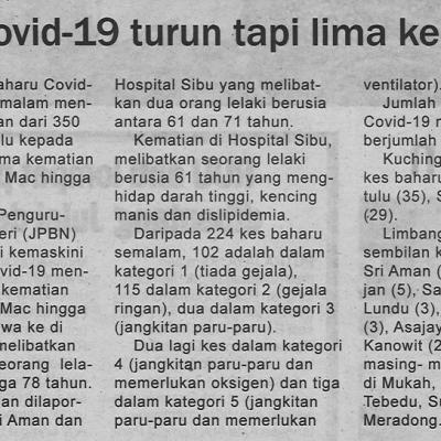 11.4.2022 Utusan Sarawak Pg.4 Kes Covid 19 Turun Tapi Lima Kematian