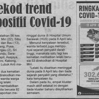 12.4.2022 Utusan Sarawak Pg.4 Sarawak Rekod Trend Menurun Kes Positif Covid 19