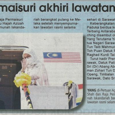 23.4.2022 Utusan Sarawak Pg.3 Agong Permaisuri Akhiri Lawatan Di Sarawak