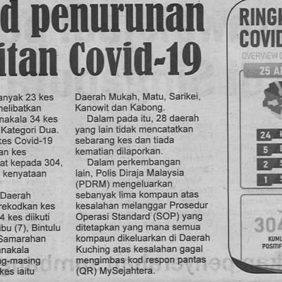 26.4.2022 Utusan Sarawak Pg.4 Sarawak Rekod Penurunan Drastik Jangkitan Covid 19