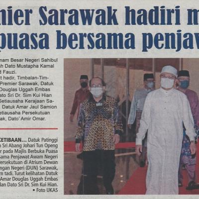 6.4.2022 Utusan Sarawak Pg.3 Premier Sarawak Hadiri Majlis Berbuka Puasa Bersama Penjawat Awam
