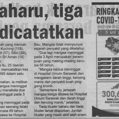 6.4.2022 Utusan Sarawak Pg.4 406 Kes Baharu Tiga Kematian Dicatatkan