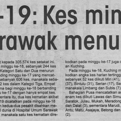 10.5.2022 Utusan Sarawak Pg.4 Covid 19 Kes Mingguan Sarawak Menurun