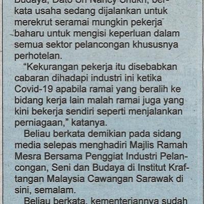 15.5.2022 Mingguan Sarawak Pg.3 Industri Pelancongan Alami Kekurangan Pekerja