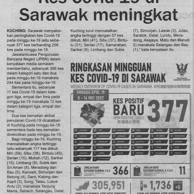 17.5.2022 Utusan Sarawak Pg.4 Kes Covid 19 Di Sarawak Meningkat