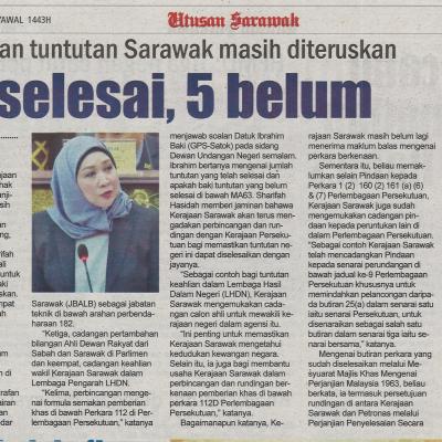 21.5.2022 Utusan Sarawak Pg3 Rundingan Tuntutan Sarawak Masih Diteruskan