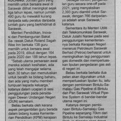 25.5.22 Utusan Sarawak Pg 5 Trend Guru Bersara Awal Di Negeri Ini Meningkat
