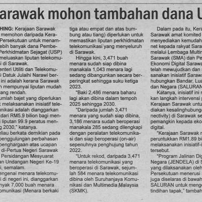 25.5.22 Utusan Sarawak Pg2 Mohon Tambahan Dana Usp
