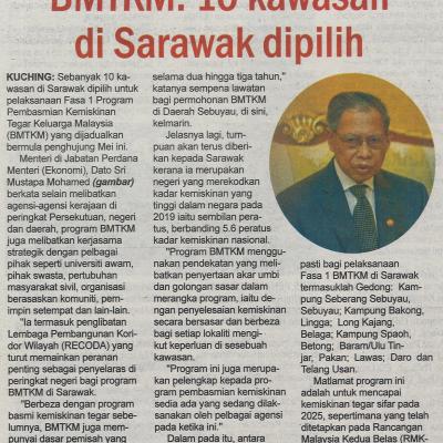 26.5.2022 Utusan Sarawak Pg 3 Bmtkm 10 Kawasan Di Sarawak Dipilih