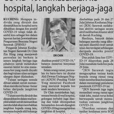 1 Covid 19 Dimasukkan Ke Hospital Langkah Berjaga Jaga Utusan Borneo Ms 5