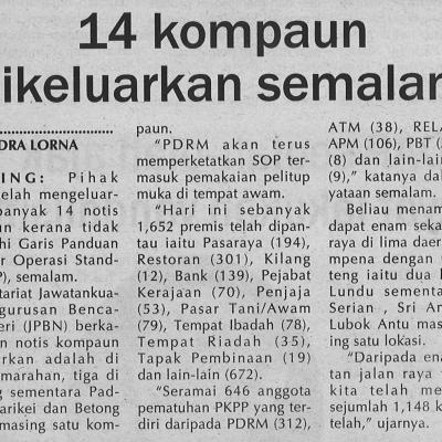 1. 14 Kompaun Dikeluarkan Semalam Utusan Sarawak. Pg6