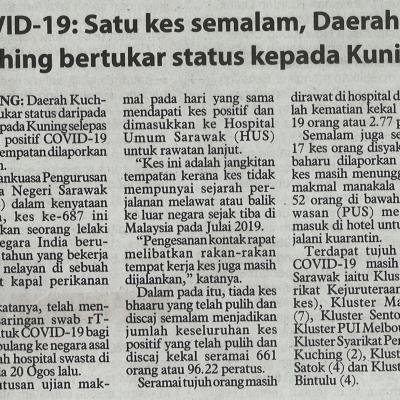 1.covid 19 Satu Kes Semalam Daerah Kuching Bertukar Status Kepada Kuning 22.8.2020. Pg2