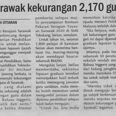 2. Sarawak Kekurangan 2170 Guru Utusan Sarawak Pg4
