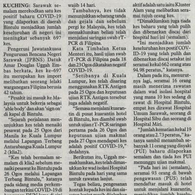 4. Covid 19 Satu Kes Import Baharu Dilaporkan Di Bintulu 29.8.2020. Pg3