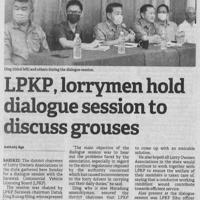 13.7.2022 Borneo Post Pg.12 Lpkp Lorrymen Hold Dialogue Session To Discuss Grouses