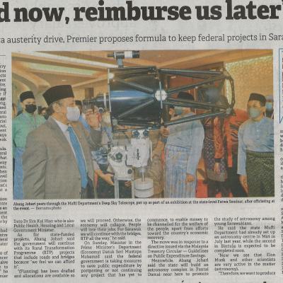 20.7.2022 Borneo Post Pg. 1 Build Now Reimburse Us Later