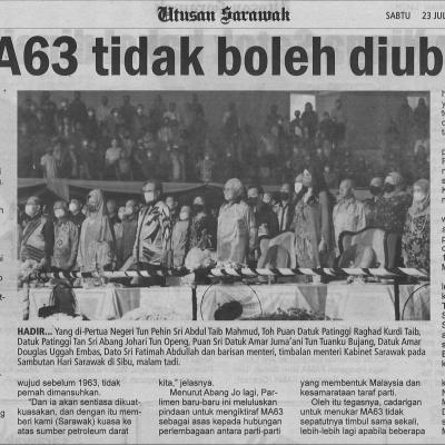 23.7.2022 Utusan Borneo Pg. 4 Ma63 Tidak Boleh Diubah