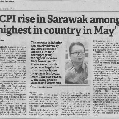 4.7.22 Borneo Post Pg.5 Cpi Rise In Sarawak Among Highest In Country In May
