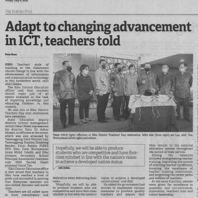 8.7.2022 Borneo Post Pg. 5 Adapt To Changing Advancement In Ict Teachers Told
