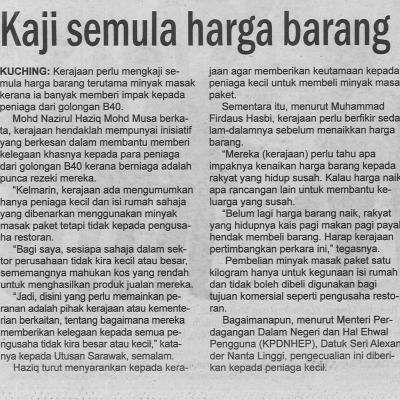 8.7.2022 Utusan Sarawak Pg.9 Kaji Semula Harga Barang