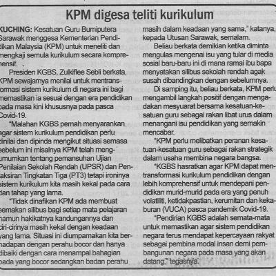 8.7.2022 Utusan Sarawak Pg.9 Kpm Digesa Teliti Kurikulum