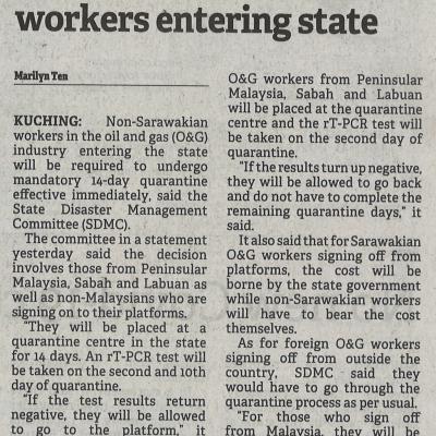 2. 14 Day Quarantine For Non Sarawakian Og Workers Entering State 2.9.2020. Pg1