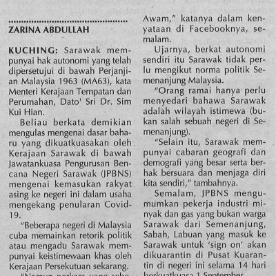 3. Sarawak Ada Hak Autonomi 3.9.2020. Pg5