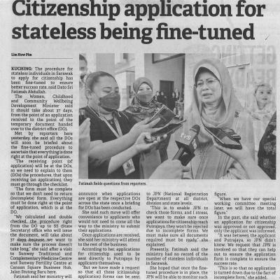 12.8.2022 Borneo Post Pg. 4 Citizenship Application For Stateless Being Fine Tuned