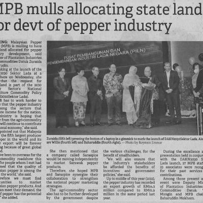 26.8.2022 Borneo Post Pg.4 Mpb Mulls Allocating State Land For Devt Of Pepper Industry