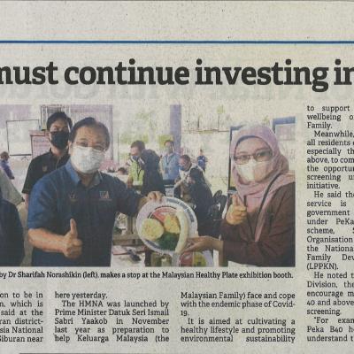 27.8.2022 Borneo Post Pg. 5 Federal Govt Must Continue Investing In Healthcare