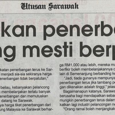 30.8.2022 Utusan Sarawak Pg. 14 Tingkatkan Penerbangan Tambang Mesti Berpatutan