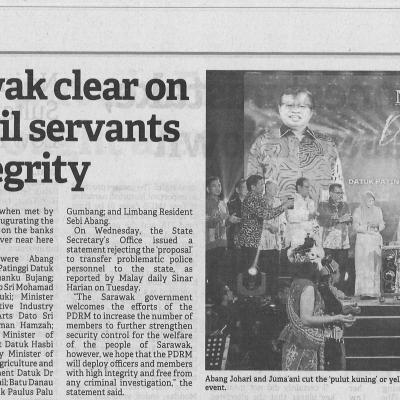 5.8.2022 Borneo Post Pg. 5 Premier Swak Clear On Rejecting Civil Servants Without Integrity