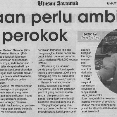 5.8.2022 Utusan Sarawak Pg. 18 Kerajaan Perlu Ambil Kira Suara Perokok