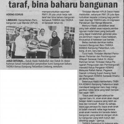 14.9.2022 Utusan Sarawak Pg. 2 Rm11.36 Juta Kerja Naik Taraf Bina Baharu Bangunan