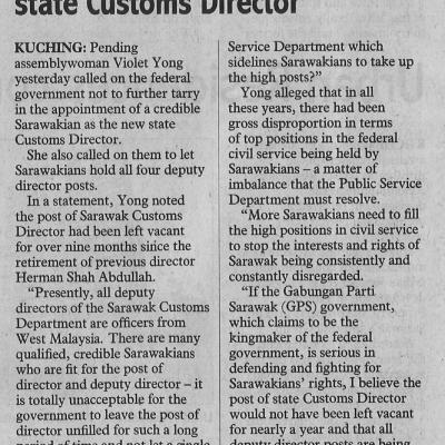 18.9.2022 Sunday Post Pg. 6 Dont Delay Appointing Credible Sarawakian As New State Customs Director
