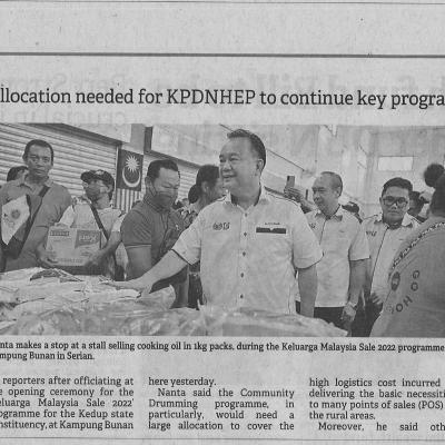19.9.2022 Borneo Post Pg. 3 Budget 2023 Bigger Allocation Needed For Kpdnhep To Continue Key Programmes Minister