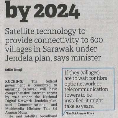 21.9.2022 Borneo Post Pg. 1 Extensive Internet Coverage By 2024