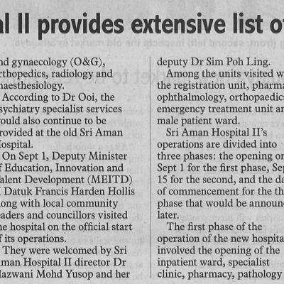 4.9.2022 Sunday Post Pg. 5 Sri Aman Hospital Ii Provides Extensive List Of Medical Services