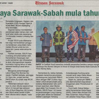 5.9.2022 Utusan Sarawak Pg. 3 Lebuh Raya Sarawak Sabah Mula Tahun Depan