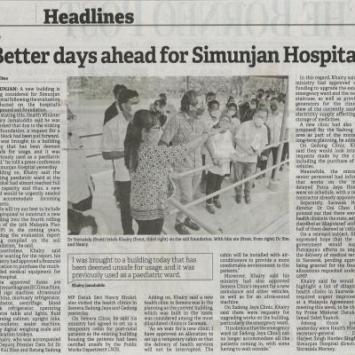 6.9.2022 Borneo Post Pg. 2 Better Days Ahead For Simunjan Hospital