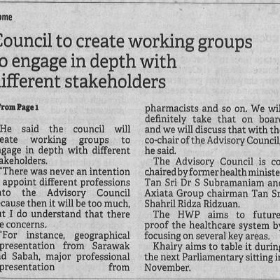 7.9.2022 Borneo Post Pg. 2 Council To Create Working Groups To Engage In Depth With Different Stakeholder