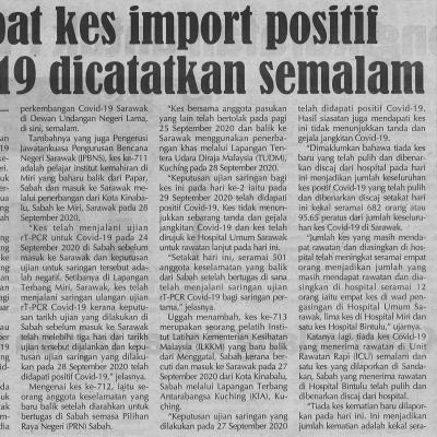 1. Empat Kes Import Positif Covid 19 Dicatatkan Semalam 1.10.2020. Pg.4