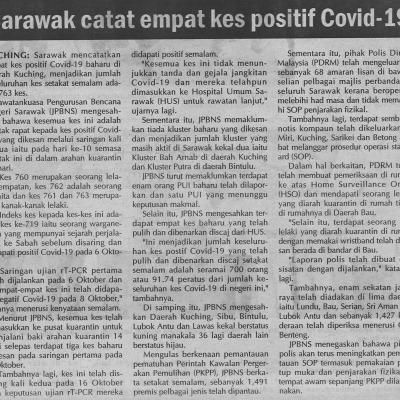 1. Sarawak Catat Empat Kes Positif Covid 19 18.10.20. Pg.4