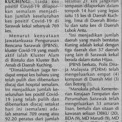 1. Sifar Kes Positif Covid 19 Di Sarawak Semalam 22.10.20. Pg.4